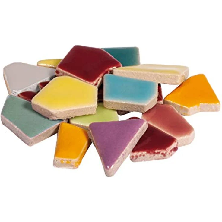 Rayher Fun Ceramica Mosaik Mix, polygonal, farbig glasierter Ton, Regenbogenfarbene Mischung zum Basteln, Dose 500g ,14863990 - Preisvergleich – Bild 1
