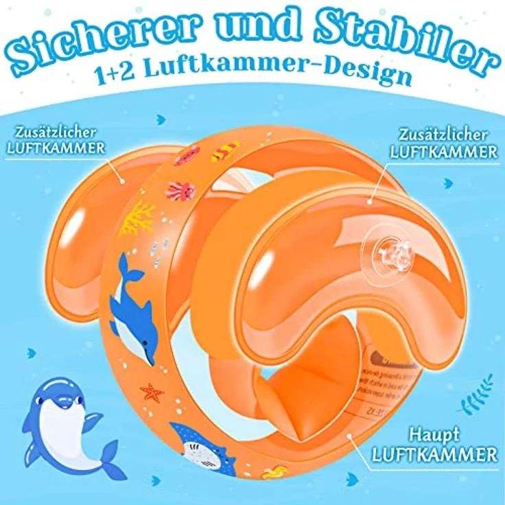 Daliyer Schwimmflügel, Schwimmflügel Kinder 1 2 3 Jahre, Schwimmhilfe ab 1-3 Jahr für Jungen Mädchen, Swimsafe Gerät, Gewicht 6-16kg, Armumfang 15-19cm, blau – Bild 4