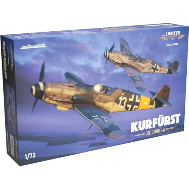 Eduard Edualdo 1/72 Dual Combo Limited Edition Coahurst Bf109K Modellbausatz, Kunststoff mit 9 Markierungen (8x Deutschland, 1x Italien) und Ätzteilen – Bild 1