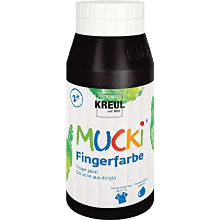 KREUL MUCKI Fingerfarbe schwarz, 750 ml, hochwertige Malfarbe für kreative Projekte – Bild 1