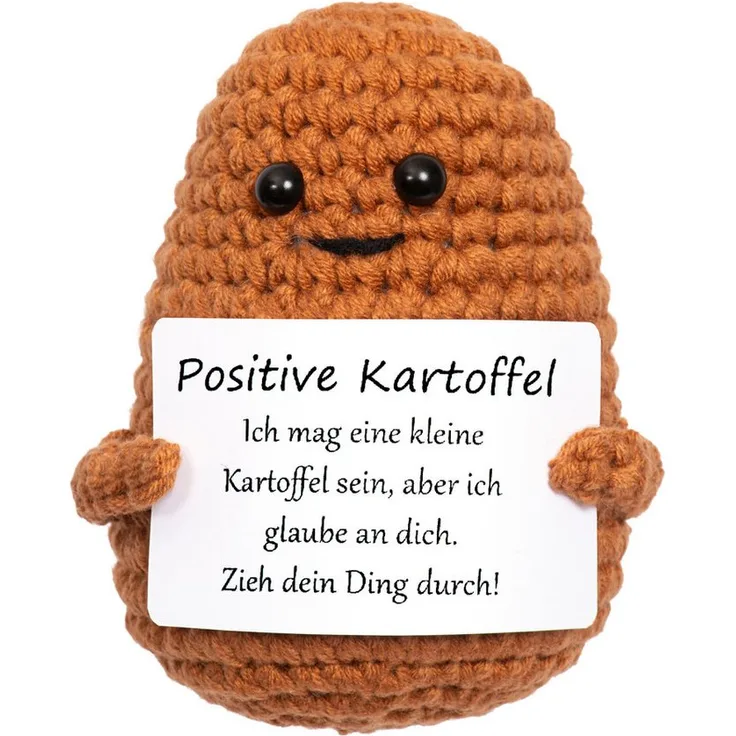 ak tronic Kuscheltier Positive Potato, Plüschfigur ca. 12 cm mit positivem Motivationsspruch, neu & OVP