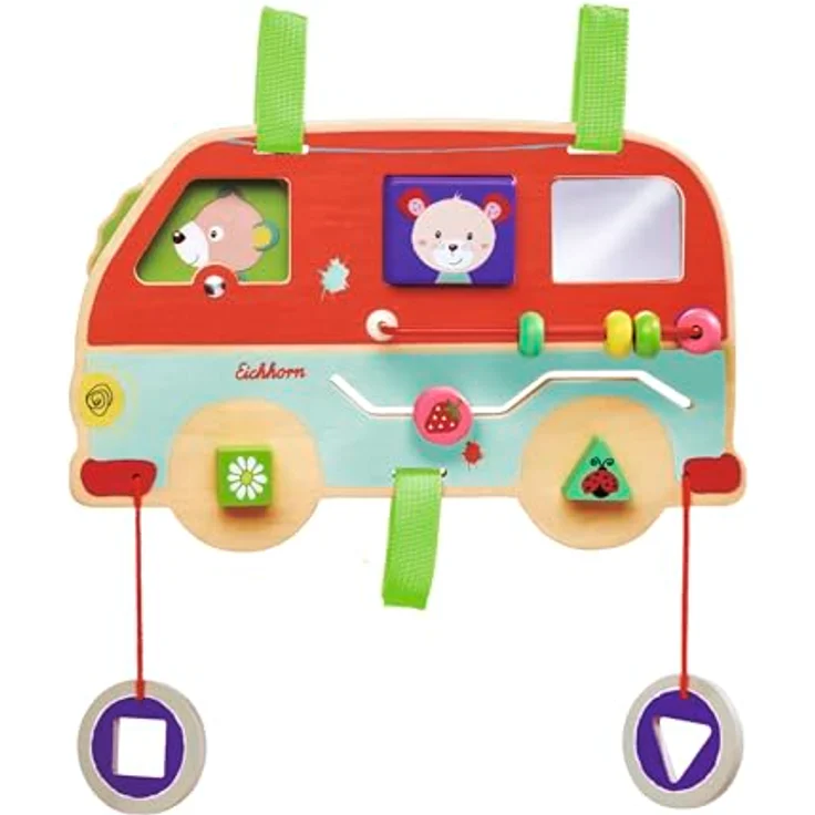 Eichhorn Motorikbrett Motorik-Spielbrett, FSC®-zertifiziert mit Dreh-, Schiebe-, Steck- und Soundfunktion, 29 x 19 cm, für Kinder ab 1 Jahr – Bild 1