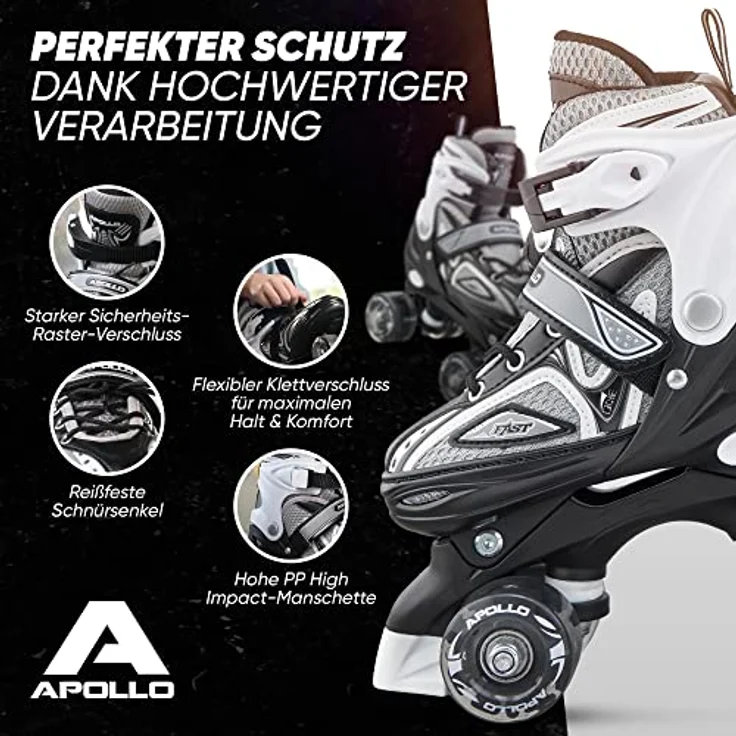 Apollo Super Quad X Pro | LED Rollschuhe für Kinder | Größenverstellbar, komfortabel, für Mädchen und Jungen | Größen 31-42 – Bild 4
