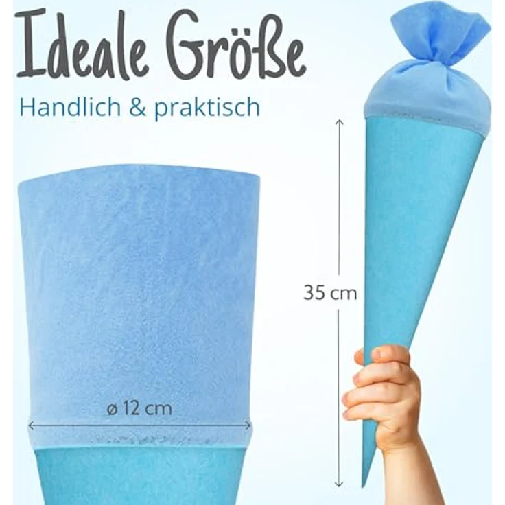 itenga Bastelschultüte Geschwister 35cm, Schultütenrohling mit Filzverschluss, hellblau/pazifikblau – Bild 2