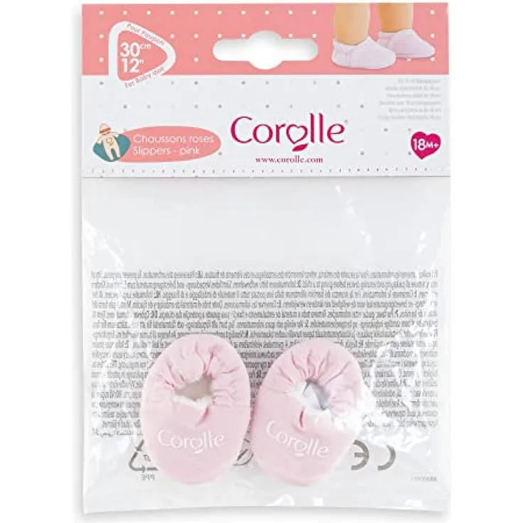 Corolle 9000110920 Schuhe, pink, Puppenzubehör, Puppenkleidung, für alle 30cm Babypuppen, ab 18 Monate
