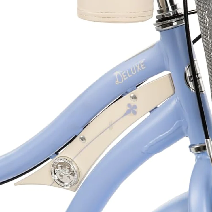 Huffy Deluxe Cruiser 24-Zoll Jugendfahrrad, blauer Stahlrahmen mit Lenkerkorb und Getränkehalter – Bild 4