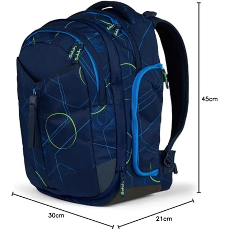 Satch Schulrucksack match, erweiterbarer Rucksack mit 5 Liter Volumenerweiterung, ergonomisch anpassbar, reflektierend, blau – Bild 10