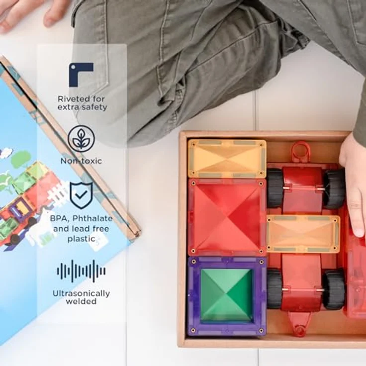 Connetix Rainbow Motion Pack Magnetspielbausteine, verstärkte Magnete, pädagogisches Lernspiel, 24 Teile, ab 3 Jahren – Bild 3