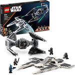 LEGO 75348 Star Wars Mandalorianischer Fang Fighter vs. TIE Interceptor Set, Starfighter Spielzeug zum Bauen für Kinder mit 3 Minifiguren, Droide und Dunkelschwert