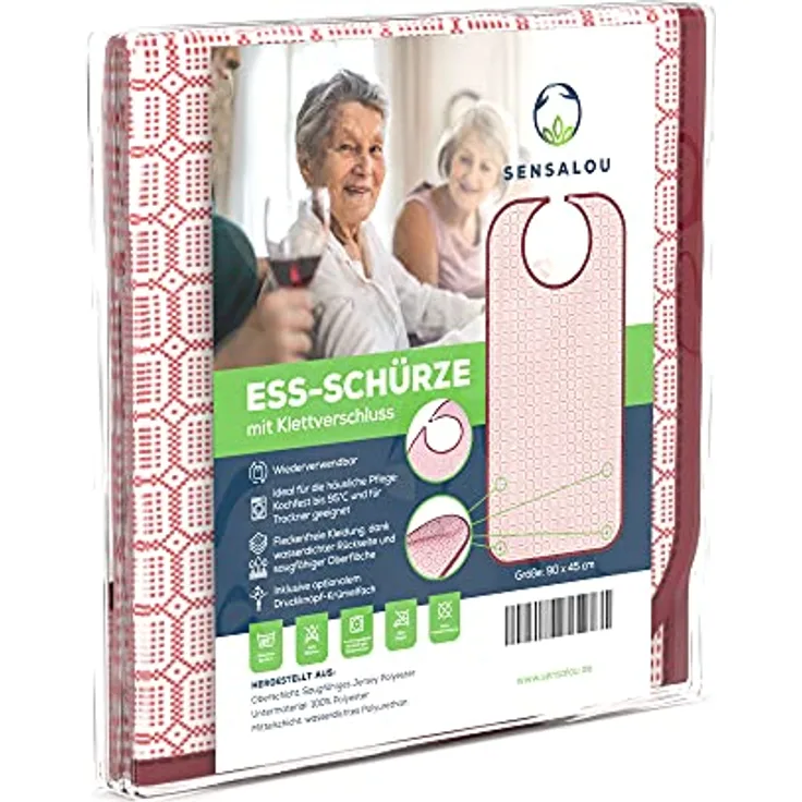 Sensalou Erwachsenen Lätzchen, wasserdichte Ess-Schürze aus hellblauem Frottee-Polyester, 90x45 cm, maschinenwaschbar
