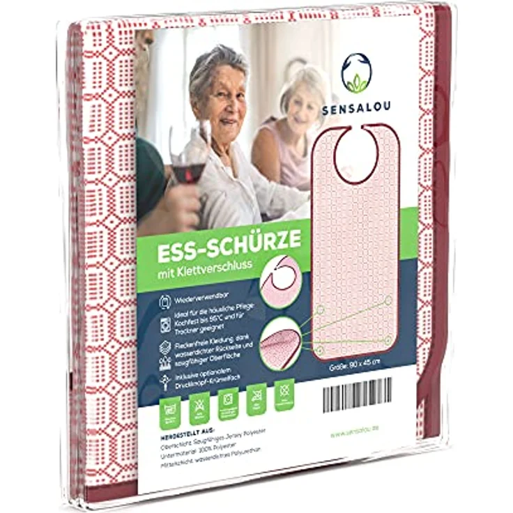 Sensalou Erwachsenen Lätzchen, wasserdichte Ess-Schürze aus hellblauem Frottee-Polyester, 90x45 cm, maschinenwaschbar – Bild 1