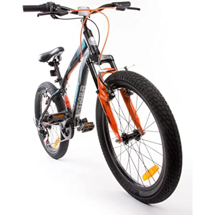 Sun Baby Jungenfahrrad 20 Zoll Kinderfahrrad Tiger Bike Jungen, 6 Gang Shimano, verstellbar (Schwarz Türkis Grau Orange) – Bild 2