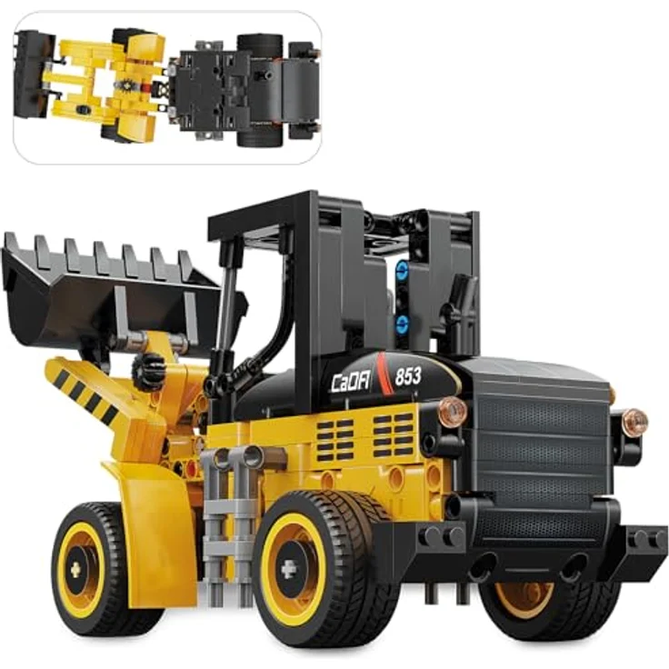 JAMARA CADA Radlader 1:15 Bricks, Klemmbaustein-Spielzeug mit 403 Teilen, detailgetreues Design, für Technik-Fans ab 8 Jahren – Bild 5