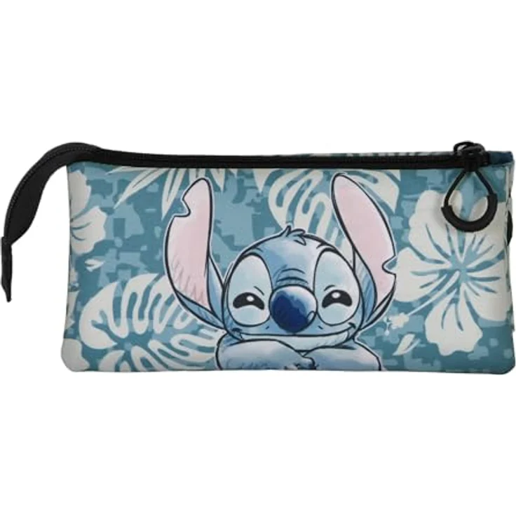 Disney Unisex 06183 Fan Dreifach Federmäppchen 2.0 Aloha, Rechteckig mit 3 Reißverschlussfächern, Blau, Einheitsgröße, 11 x 23 x 7 cm – Bild 3