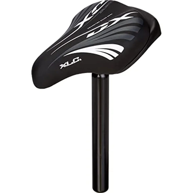 XLC SA-C03 Unisex Jugend Kinder-Sattel, grau, Satteldecke aus Vinyl, Stahlgestell, inkl. Stütze 25,4 mm