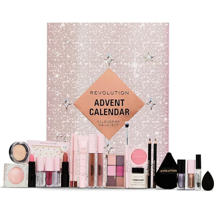 Makeup Revolution London Adventskalender Beauty 24-Produkte mit Lipgloss, Lippenmasken, Pinseln, Augenbrauengel - Tierversuchsfrei & vegan (24-tlg) – Bild 1