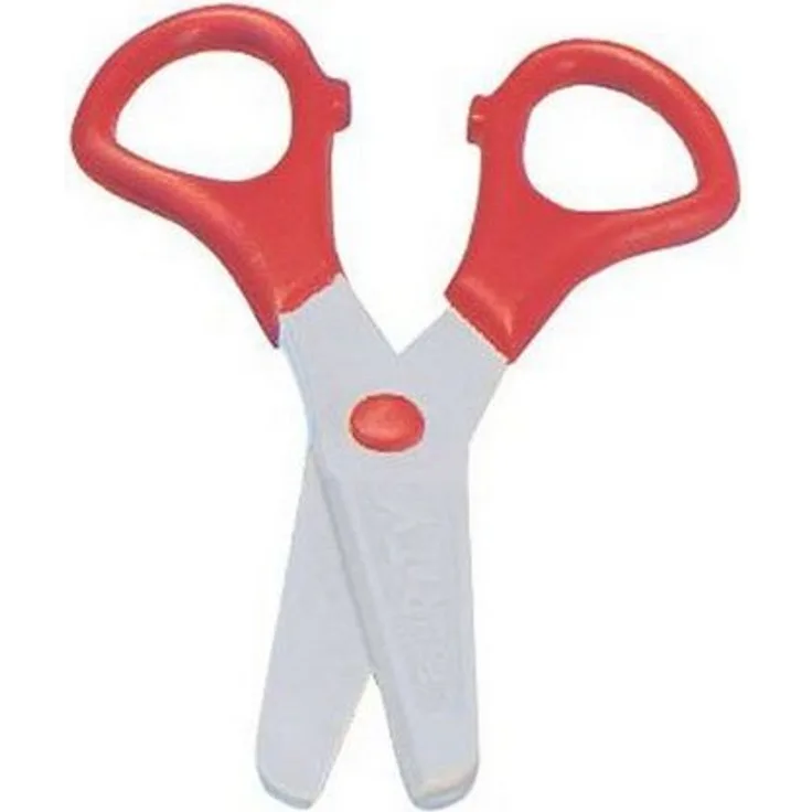 WEDO Bastelschere Bambino, Papierschere mit abgerundeter Spitze, farblich sortiert (grün, gelb, rot, blau), 125mm