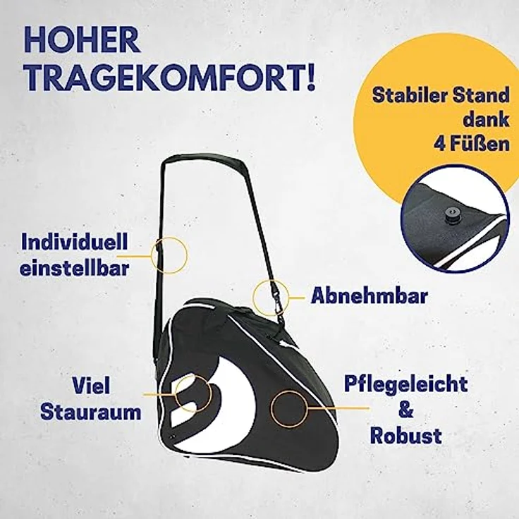 Best Sporting Sporttasche für Inlineskates und Schlittschuhe, mit verstellbarem Trageriemen, attraktives Design in Weiß – Bild 4