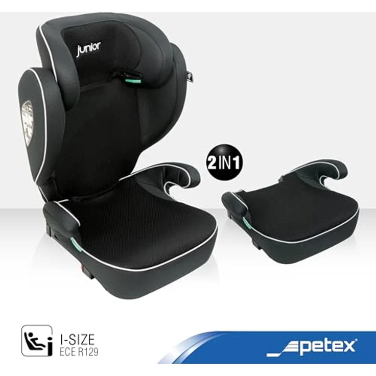 Petex Kindersitzerhöhung Kindersitz Basic Plus 1600, Autositzerhöhung in Schwarz nach ECE R129 – Bild 2