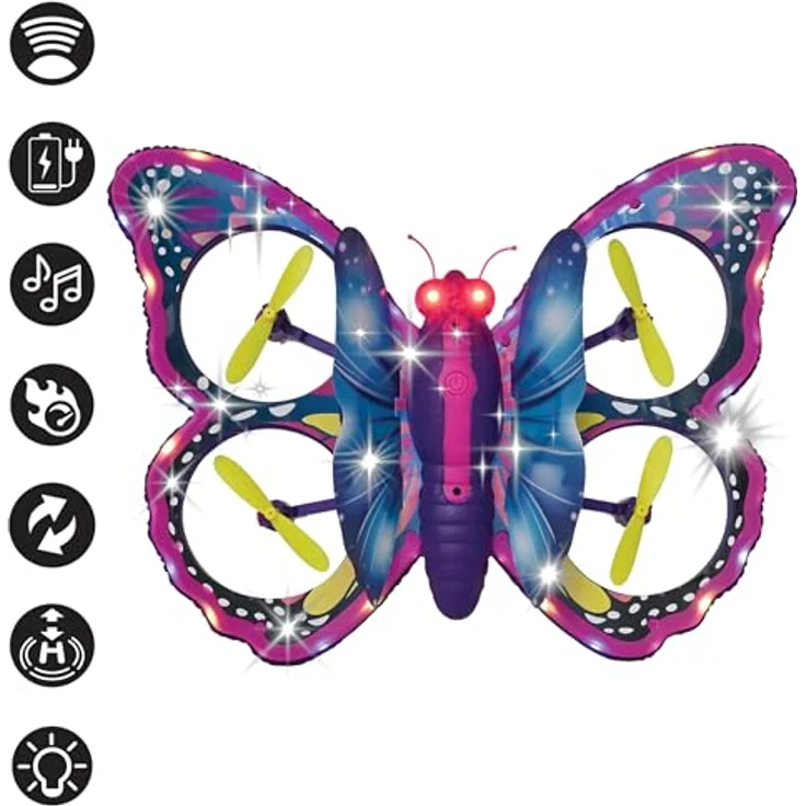 Lexibook Butterfly Drone Crosslander, ferngesteuerte Drohne mit USB-C Akku und Lichteffekt, zauberstab-förmige Fernsteuerung – Bild 2