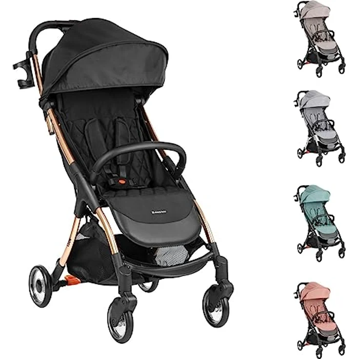 Kikkaboo Kinderwagen Buggy Cloe bis 22 kg Aluminiumrahmen faltbar Getränkehalter, Farben:schwarz gold – Bild 1