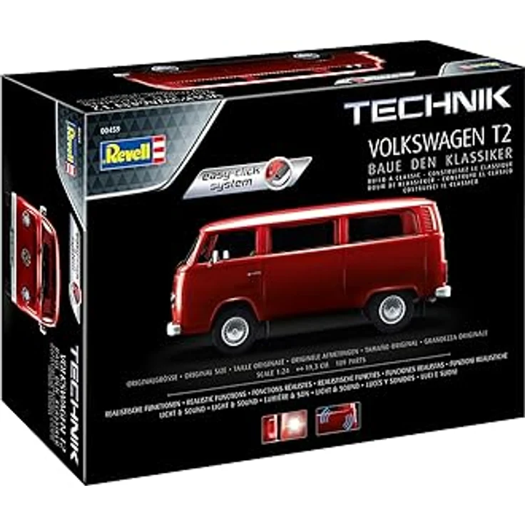 Revell Modellbausatz I Volkswagen T2 Technik I Easy-Click-Bausatz I Detailreiches Fahrzeug I Maßstab 1:24 I für Kinder und Erwachsene ab 10 Jahren, Mittel – Bild 1