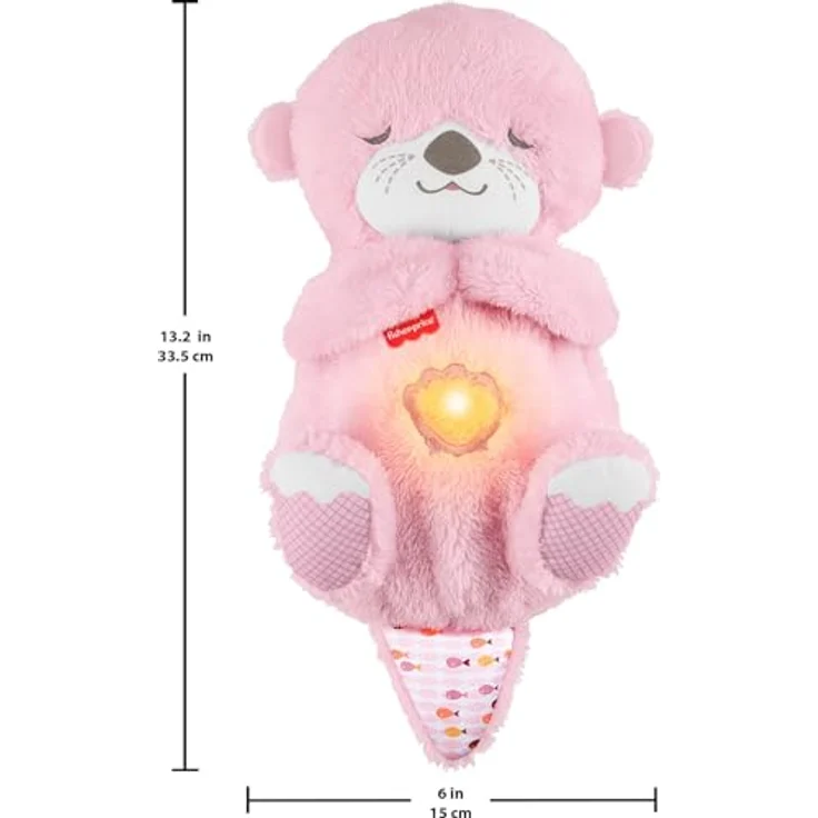 Fisher-Price Schlummer-Otter, tragbare pinke Plüsch-Spieluhr mit Atembewegungen, Lichtern und 30 Minuten anpassbarer Melodien für Neugeborene ab 0 Monaten, JLJ33 – Bild 2