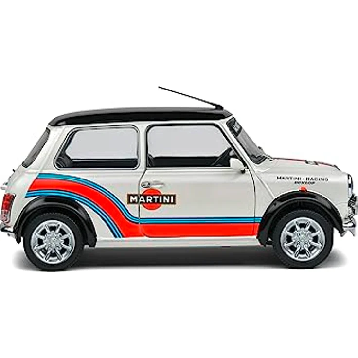 Solido 1:18 Mini Cooper MARTINI EVO, Modellauto aus Zinkdruckguss in detailgetreuer Nachbildung von 1998, mit Kunststoffsockel im Fensterkarton – Bild 5