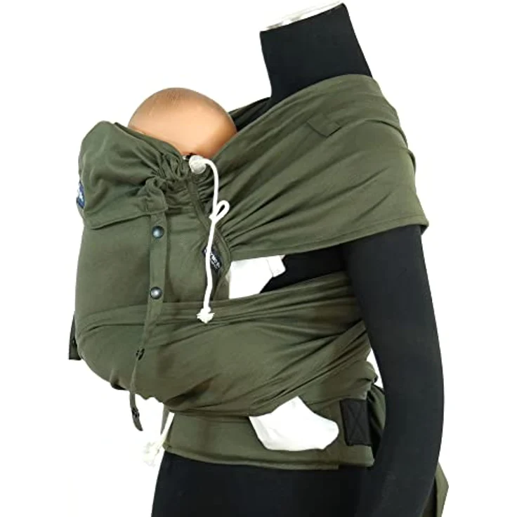 Didymos DidyKlick 4u Babytrage - Halfbuckle Tragehilfe Olive - für Babys und Kleinkinder von 3,5kg bis 20kg - ergonomische Sitzhaltung - Bauchtrage - Hüfttrage - Rückentrage – Bild 3