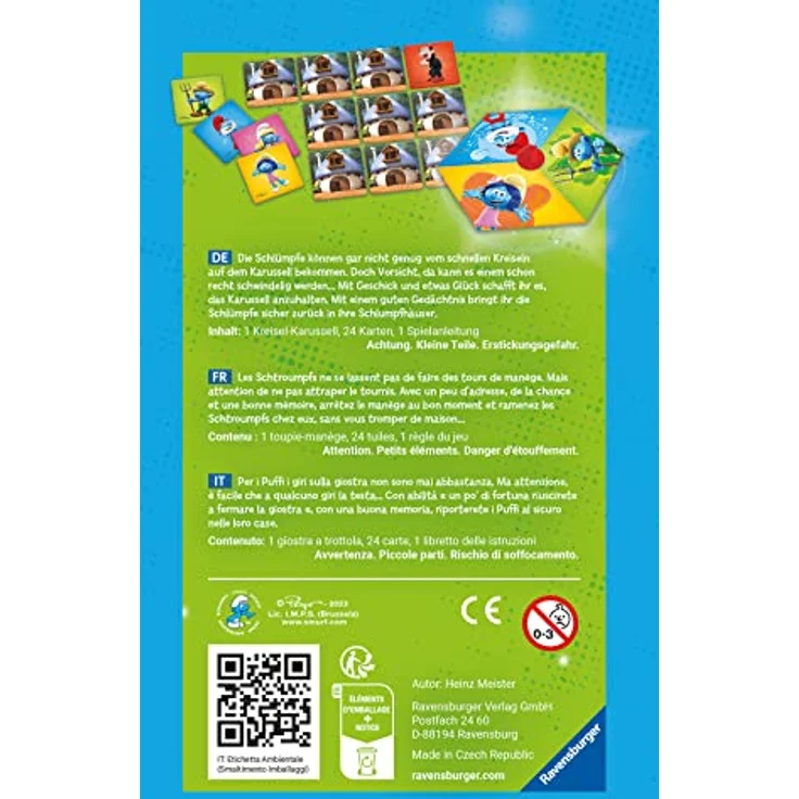 Ravensburger Mitbringspiel - 20990 - Schlumpf Karussell, das spannende Kreisel-Merkspiel für kleine und große Schlumpf-F – Bild 4