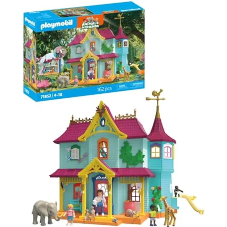 PLAYMOBIL Kunterbunte Tier-Villa, Spielsset für Kinder ab 4 Jahren mit Figuren und Zubehör zur Förderung von Kreativität und Rollenspiel, 71852