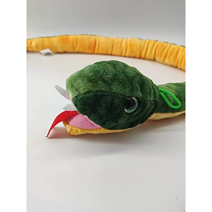 Soma Plüschtier Plüschschlange XXL Grün Gelb Anaconda 100 cm, weich gefüllt, ideal zum Trösten Kuscheln Einschlafhilfe Toys Snake Kuscheltier – Bild 4