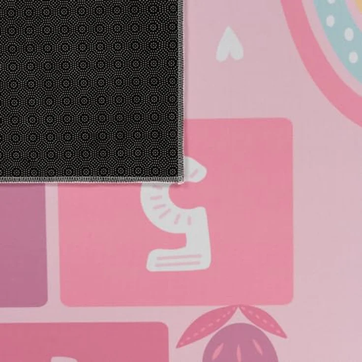 TT Home Kinderteppich, rutschfester Babyzimmer Teppich mit Tiere Weltkarte und Autos, pink, 140x200 cm – Bild 4