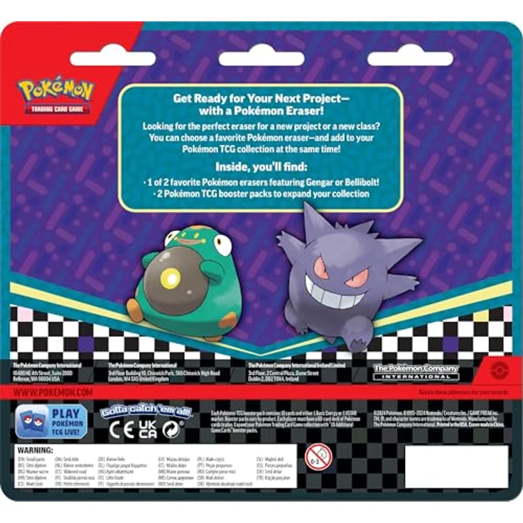 Nintendo Pokémon Back to School 2024 Eraser Blister Gengar, Enthält 2 TCG-Boosterpacks – Bild 3