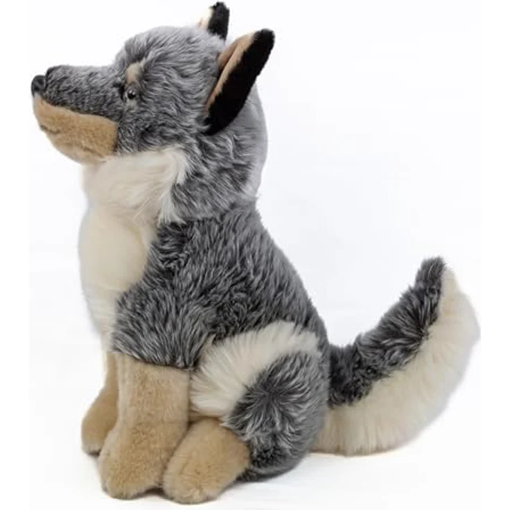 Teddys Rothenburg Kuscheltier Wolf sitzend, grau/beige, 28 cm, waschbar bis 30°C – Bild 3