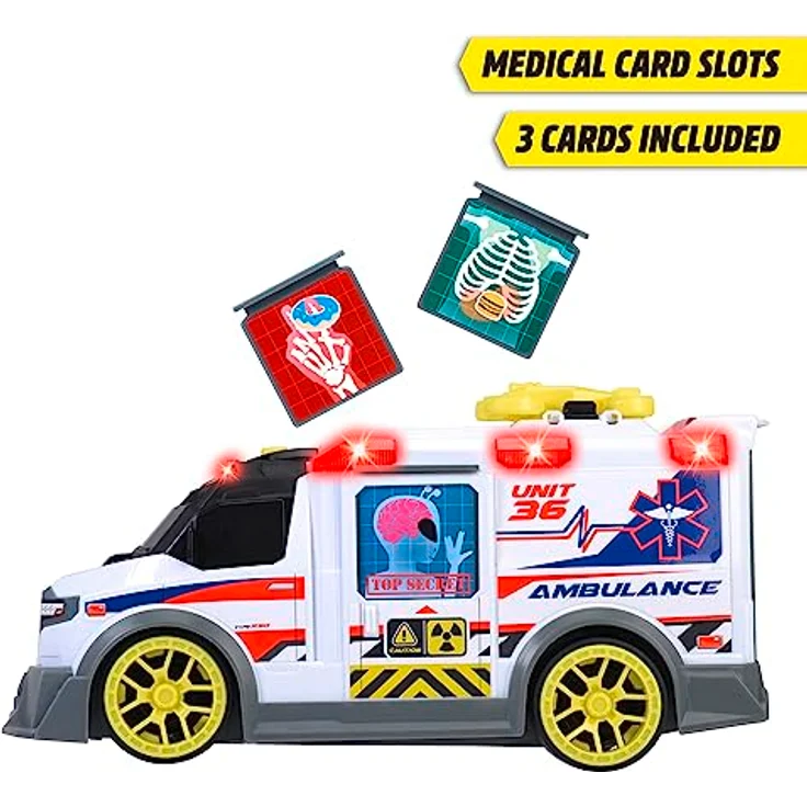 Dickie Toys - großer Spielzeug-Krankenwagen mit vielen Extras (35,5 cm) - Rettungswagen mit Spiel-Drohne, Zubehör, Licht & Sound, Spielzeugauto für Kinder ab 3 Jahre – Bild 3