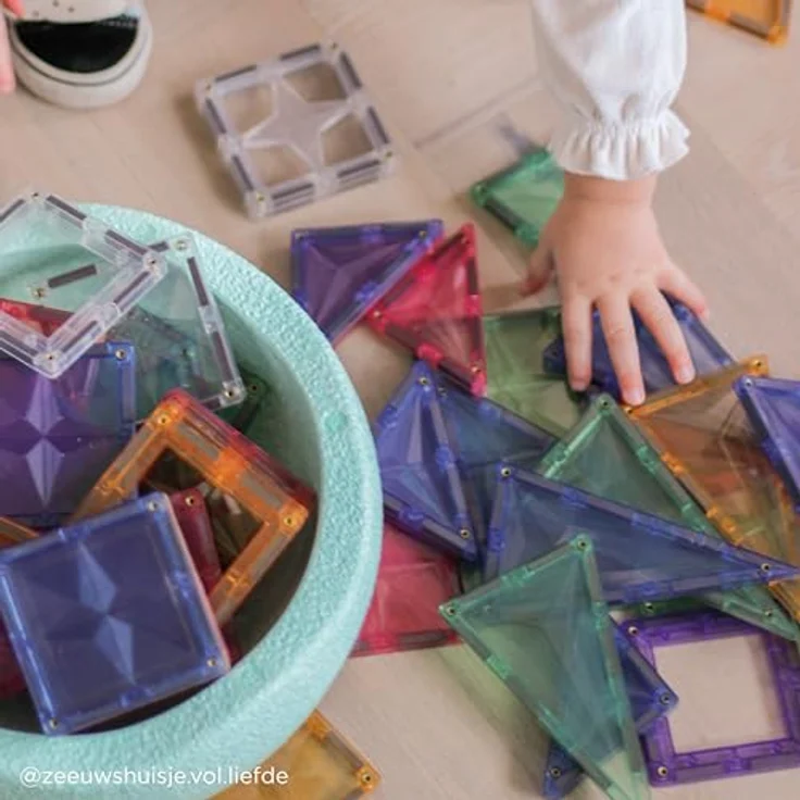 Cleverclixx Großer Kreativ-Bausatz Pastellfarben, 125 Teile, langlebiges Magnetspielzeug, erweiterbar, für Kinder ab 3 Jahren – Bild 5