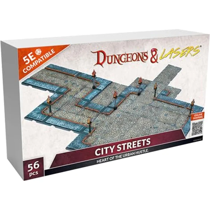 Archon Studio Dungeons & Lasers: City Streets Miniature Terrain – unlackiert, modular mit integrierter Gitterstruktur, kompatibel mit DND und anderen RPG-Spielen – Bild 1