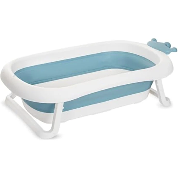 Lorelli Babybadewanne Royal 83 cm faltbar, Kanalabdeckung, stabile Beine, blau weiß – Bild 2