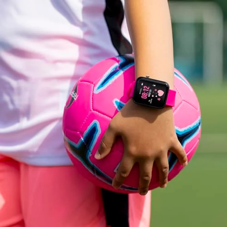 Tikkers Kids Series 13 Smartwatch mit Fitness-Tracker, Wecker, Kamera, GPS-Anschluss, Pulsmesser, Schrittzähler, Touchscreen, Rosa Silikonarmband – Bild 4