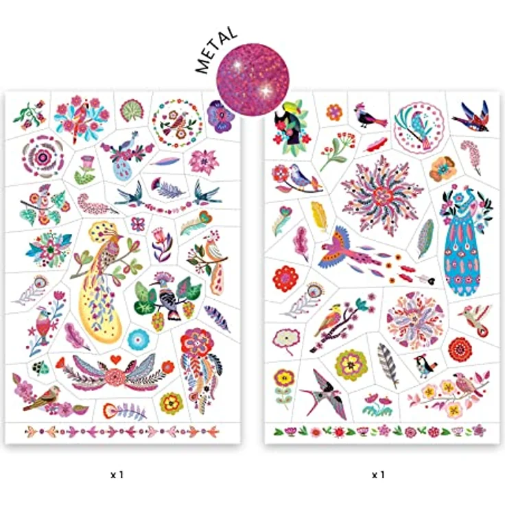 Djeco Tattoos Feder Color, Kreativ-Set mit 50+ bunten Tattoos ab 3 Jahren – Bild 2