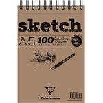 CLAIREFONTAINE Maltuch Skizzenblock A5, 90g Papier mit Doppelspirale, 100 mikroperforierte Blatt, für Bleistift und Marker