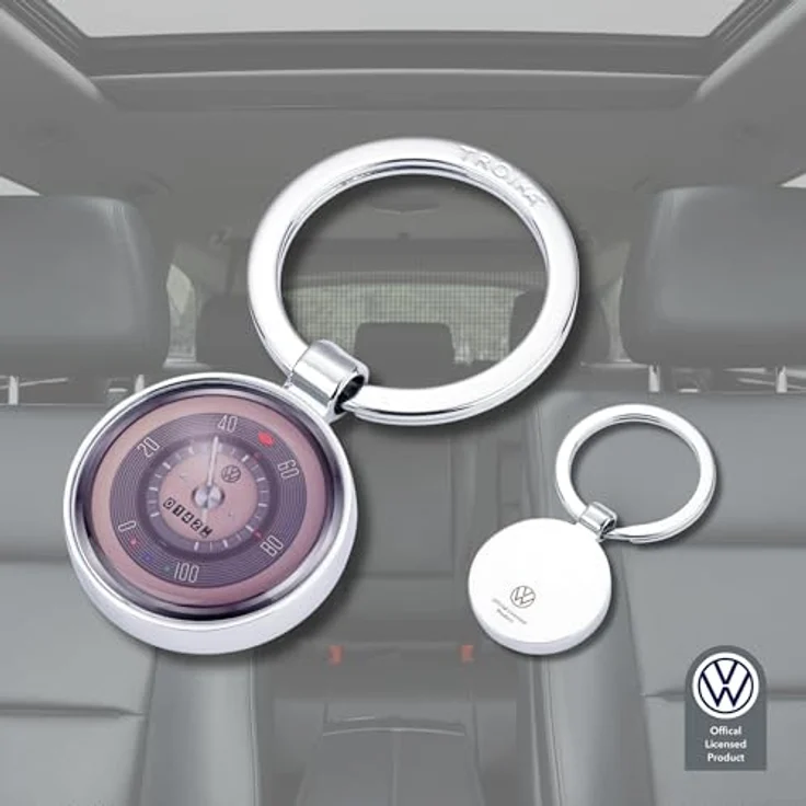 TROIKA Schlüsselanhänger VW RETRO TACHO, Emaille, Metallguss, verchromt, mehrfarbig/silberfarben – Bild 5