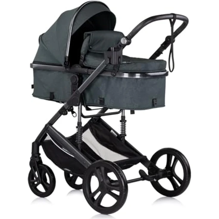Chipolino Kinderwagen 3 in 1 Amore Babyschale Adapter Wickeltasche Fußabdeckung, tuerkis – Bild 2