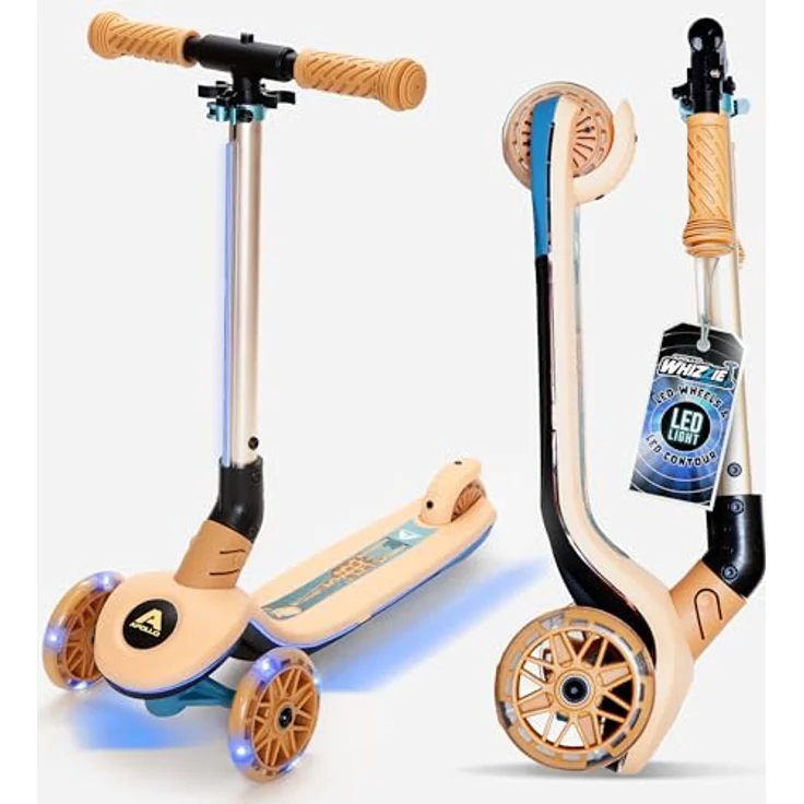 Apollo Whizzie LED Kinderroller, höhenverstellbarer Dreiradscooter für Kinder ab 3 Jahren, leuchtende LED-Räder und beleuchteter Lenker – Bild 1