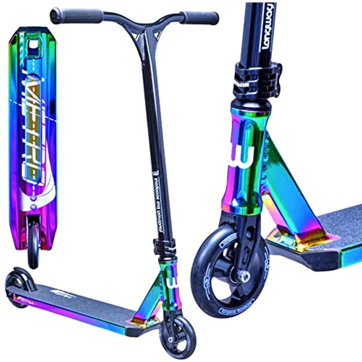 Fantic26 Longway Metro Stunt-Scooter Park Trick Tret Roller + F26 Sticker (2K19 H=79cm Schwarz/Rainbow) – Bild 1
