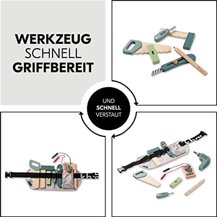 hauck Learn to Work – Werkzeuggürtel für Kinder ab 3 Jahren, inkl. 9-teiligem Holzwerkzeug aus FSC®-zertifiziertem Holz, verstellbar mit Klickschnalle – Bild 3