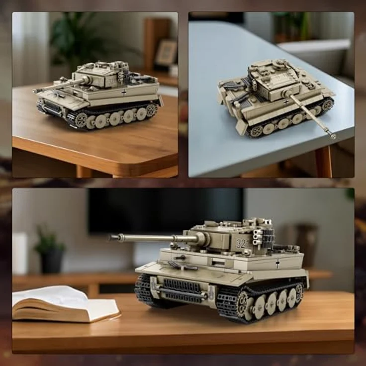 Reobrix Tiger I Tank Bausteine Set 77031, Modellbausatz im Maßstab 1:28, 1138 Teile, autorisiertes World of Tanks Produkt, hoher Spielwert, drehbarer Turm und bewegliches Geschützrohr – Bild 3