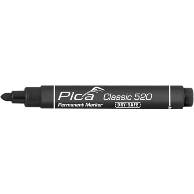 Pica Permanentmarker PICA Classic Permanent Marker, 520/46/SB, Schwarz, Alkoholbasierte Permanent-Tinte, Rundspitze – Bild 2