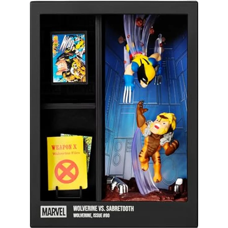 Fandrop MV01 - Wolverine VS. Sabretooth Diorama mit ausstellbaren Figuren, ikonischen Artefakten und detailliertem Szenenmarker, Marvel Sammlung – Bild 2